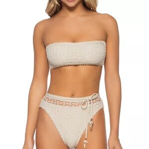 Isabella Rosa Milan Bandeau Bikini Set (Cream) - Small